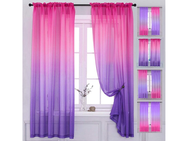 Pair of Multiple Installation Ways Semi Sheer Home Curtains Style 4 Carousel 1