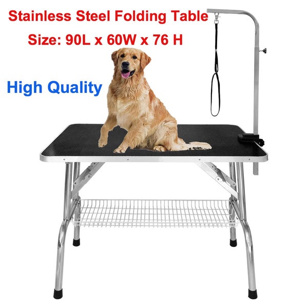 Dog Grooming Table Stainless Steel folding grooming table + hanger with rope HQ Carousel 1