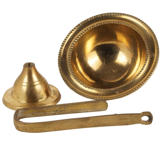 IBA Indianbeautifulart Handcrafted Brass Aarti Diya With Handle Pooja Carousel 6