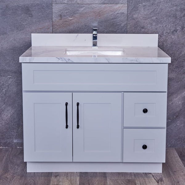 New Arrival-Freestanding Vanity 1000mm Light Grey (SOLID WOOD) Carousel 1