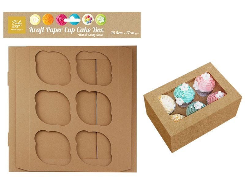 Cup Cakes Box - Kraft Paper Holding 6 Cakes (24 Units) Carousel 1
