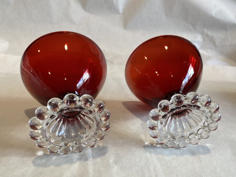SALE! Anchor Hocking Ruby Red Bubble-footed Dessert Cups - gorgeous Carousel 2