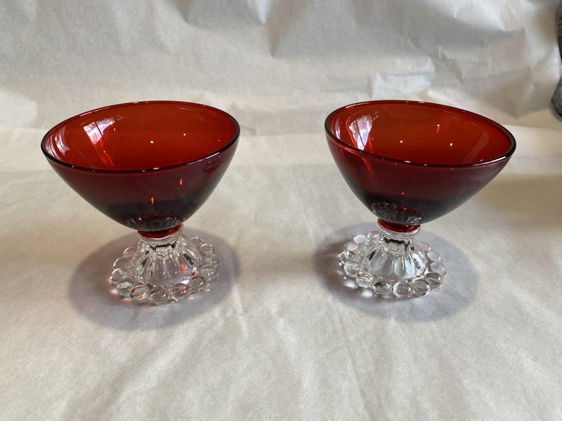 SALE! Anchor Hocking Ruby Red Bubble-footed Dessert Cups - gorgeous Carousel 1