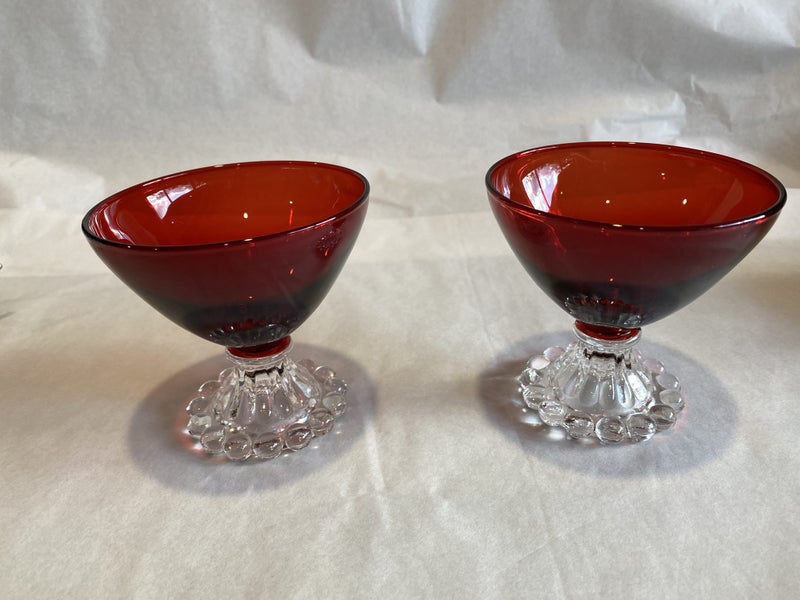SALE! Anchor Hocking Ruby Red Bubble-footed Dessert Cups - gorgeous Carousel 4