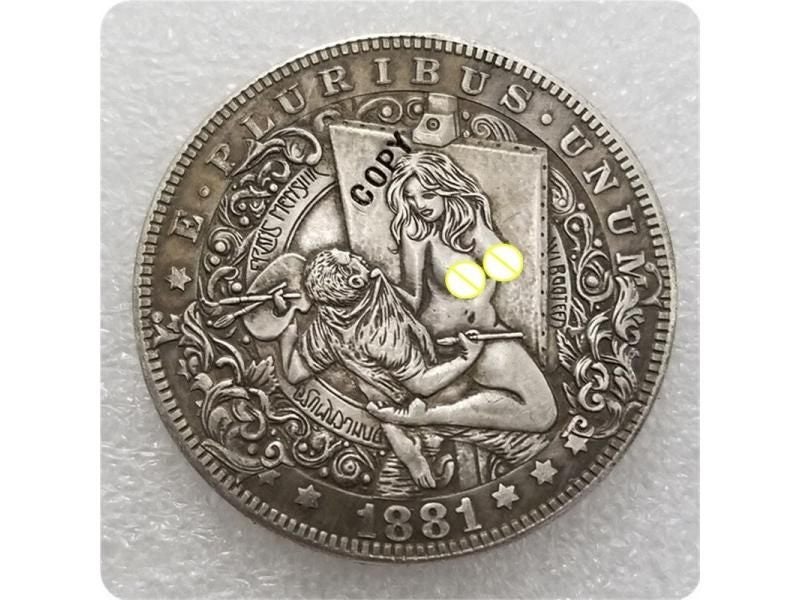 Type #31_Hobo Nickel Coin 1881-CC Morgan Dollar COPY COINS-replica Carousel 1