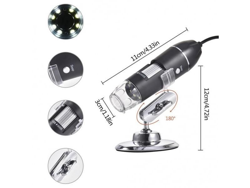 3-in-1 Digital Microscope 1600X/1000X Portable W/2 Adapters For Phone Magnifier Carousel 1
