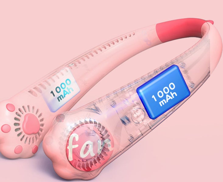 Cat Claw Small Fan Handheld Folding Cartoon Hanging Neck Fan Cooling Equipment Carousel 2