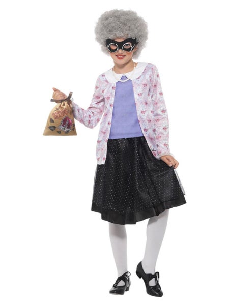 David Walliams Deluxe Gangster Granny Costume Book Week Girls Assorted Sizes Carousel 1