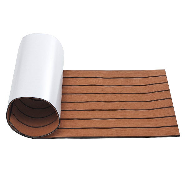 Marine Floor Foam Brown Faux Teak Boat Mat Self - Adhesive Decking Yacht She Carousel 2