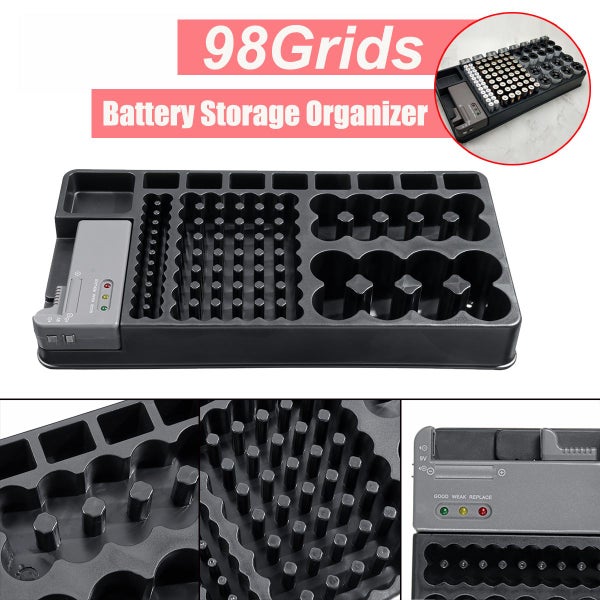 98Grids Battery Organizer Storage Holder with Removable Battery Tester Case Carousel 1