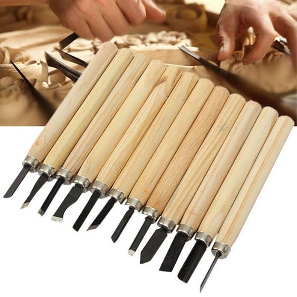 Wood Carving Hand Chisel Woodworking Tool Woodworkers Gouges 12pcs set Carousel 1