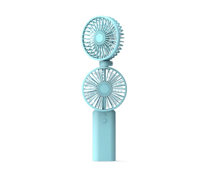 3000 MAh Portable Handheld Folding Double Head Fan Desktop Hanging Neck Carousel 1