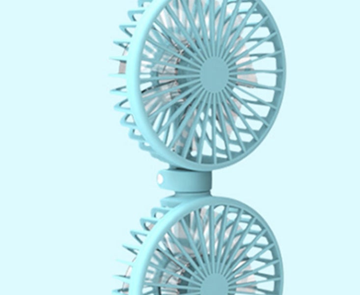 3000 MAh Portable Handheld Folding Double Head Fan Desktop Hanging Neck Carousel 2