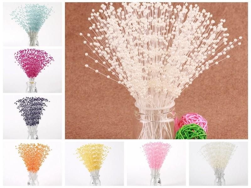 20 Bunch Pearl Flower Stem Beads Garland Sprays Bridal Bouquet Wedding Party Carousel 2