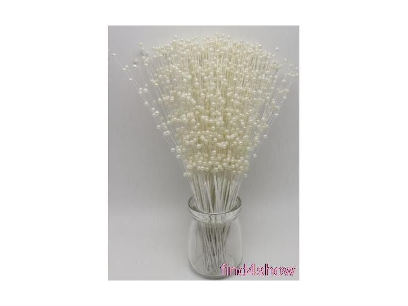 20 Bunch Pearl Flower Stem Beads Garland Sprays Bridal Bouquet Wedding Party Carousel 1