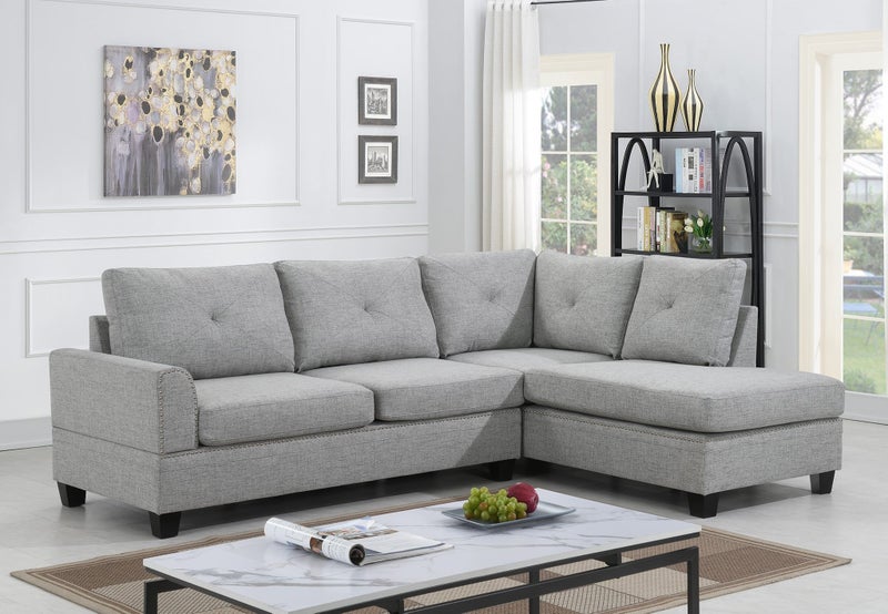 Rhea Corner -Reversable Chaise in Light grey fabric Carousel 1