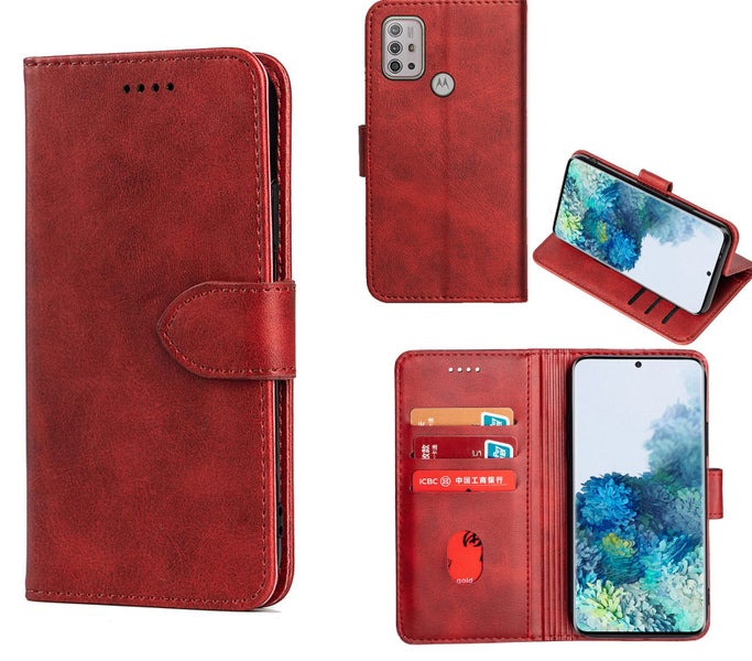 Moto G10 wallet case cowhide finish PU leather magnet card slots win Carousel 1