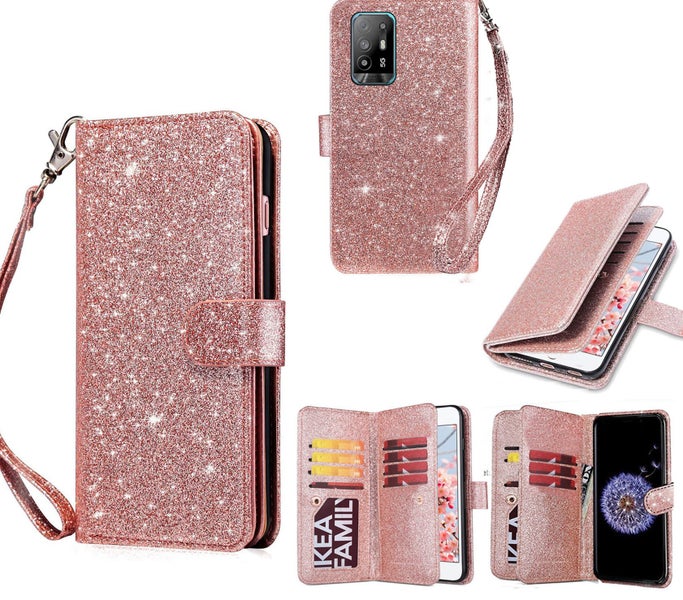 Oppo a74 5G glossy glitter leather double wallet multi card cash pocket RG Carousel 1