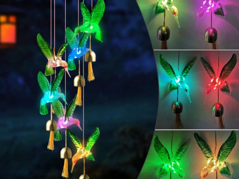 Solar Power Light Bell LED Wind Chimes Garden Night Lights Home Decor Carousel 2