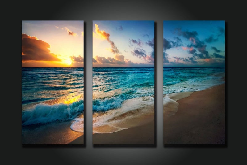 ON SALE FREE SHIPPING - 3 Piece Canvas Art Print - SEASCAPE Carousel 1