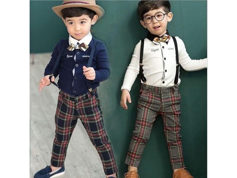 Fashionable England Style Boy's Wedding Party Suit Free Bowtie Strap 929A Carousel 1