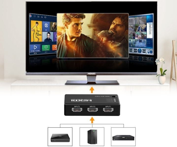 3 IN/1 OUT HDMI Switch AUTO-SELECT 1080P with Remote Control Carousel 2