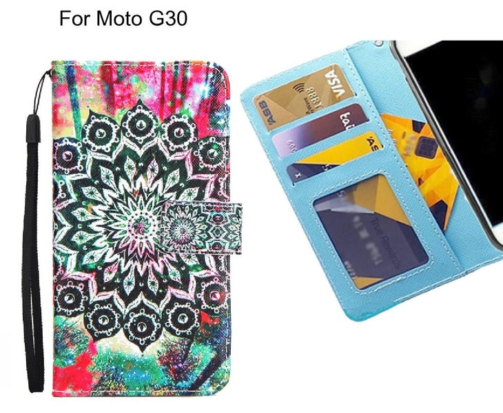 Moto G30 case 3 card leather wallet case printed ID Carousel 1