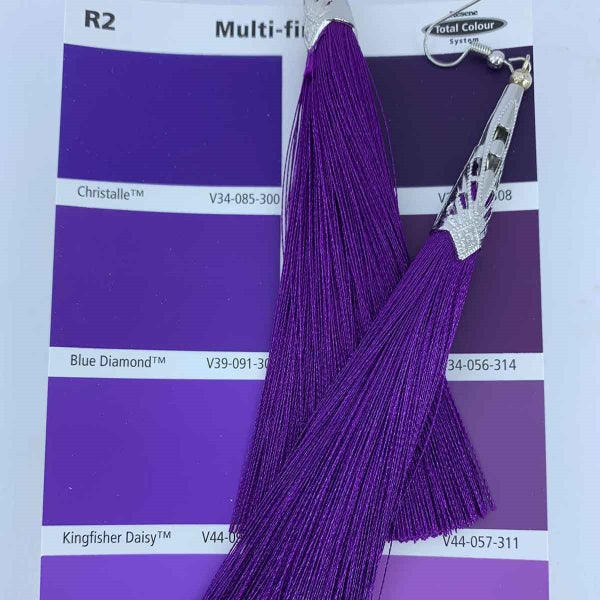 Long Silk Tassel Earrings 14cm "Bolero" (Purple) Carousel 2