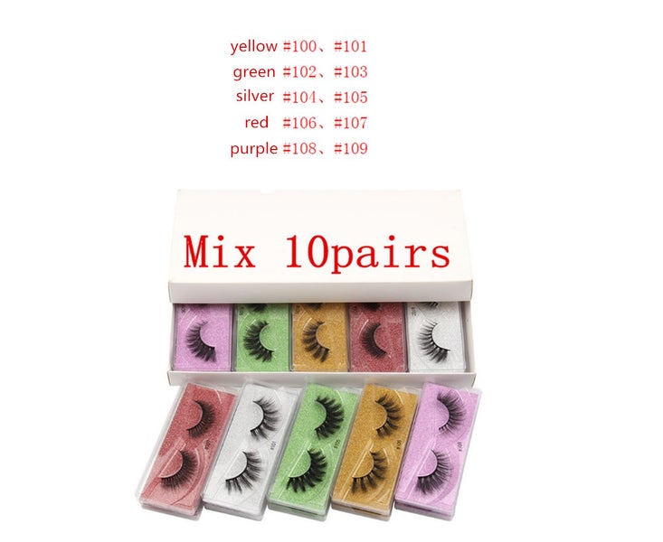 10 Pairs of 3D False Eyelashes Multicolor Base Card Mixed Natural Eyelash Set Carousel 4