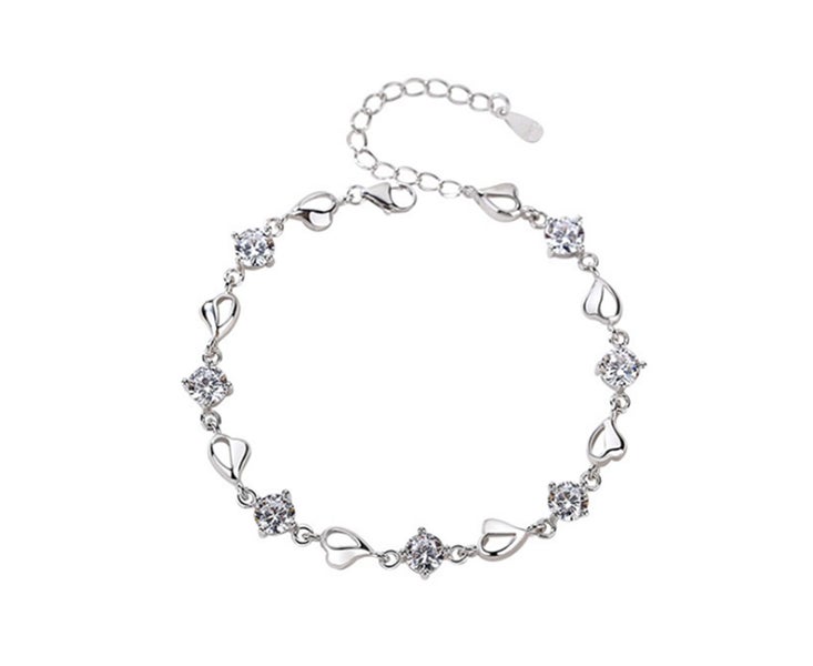 Lady S925 Cubic Zirconia Bracelet Adjustable Heart Bracelet - SL0065 - S925 Carousel 1