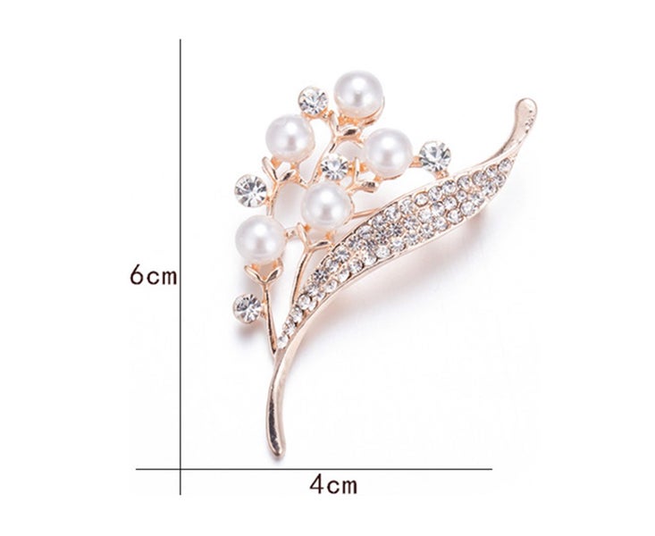 Women Flower Faux Pearl Brooch Fashion Brooch Jewelry - WHITE Carousel 5