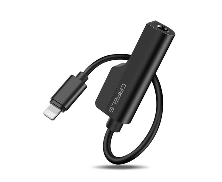 Two - in - one Converter for iPhone Headphone Connector Audio Wire - BLACK Carousel 1