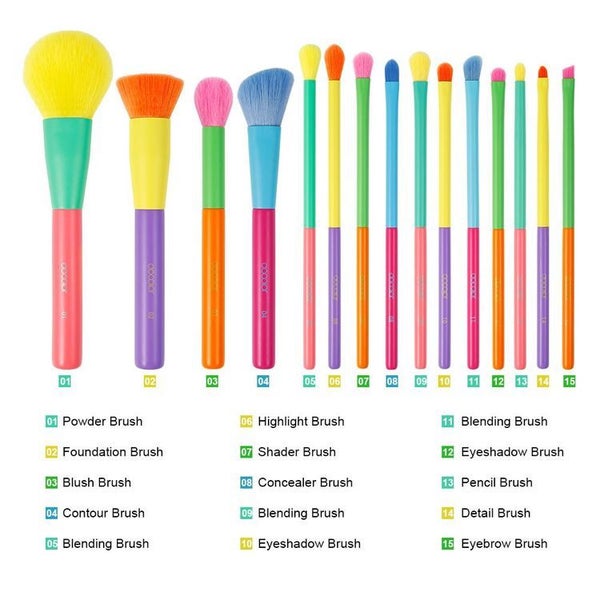 Dream of Color - 15 Pieces Colourful Makeup Brush Set Carousel 9