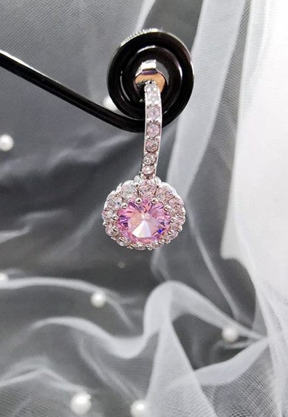 1ct Pink Lab Grown Diamond Needle Earring Carousel 1