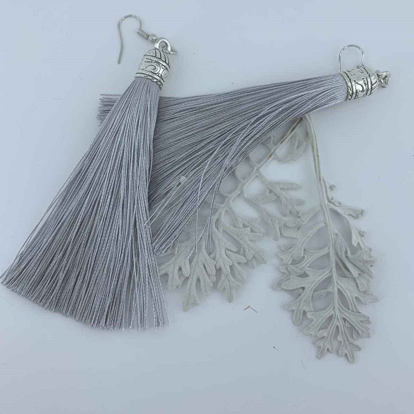 Silky Tassel Earrings 11cm "Juno" (Silver) Carousel 4