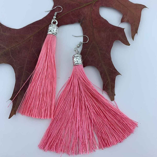 Silky Tassel Earrings 11cm "Juno" (Pink) Carousel 4