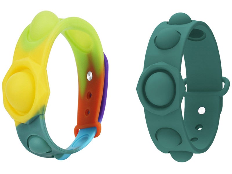 2 X Stress Relief Wristbands Bracelets Wearable Push Bubble Fidget Toys Set D Carousel 1