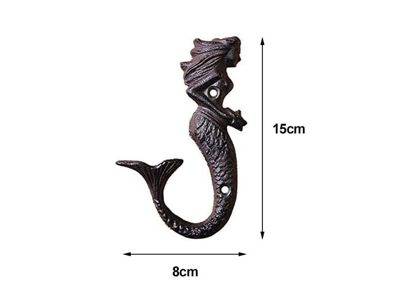 Cast Iron Mermaid Wall Hooks Vintage Rustic Wall Hanger (Set of 2) Carousel 6