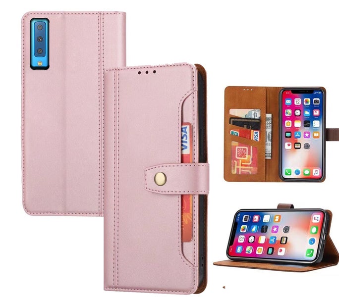 Galaxy A7 2018 A750 pu leather wallet case front pocket magnetic rose gold Carousel 1