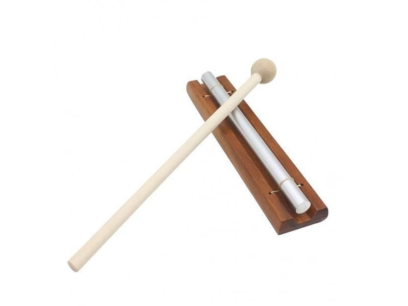 Solo Chime On Wooden Base W/ Mallet Single Rod For Yoga Meditation Energy Carousel 1