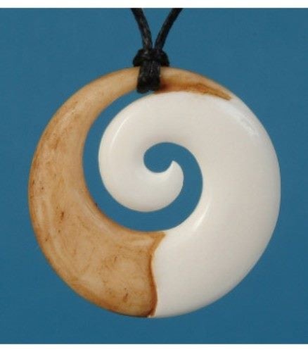 Pendant - Bone Stained Koru - Kiwiana Carousel 1