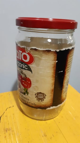 ONE Large Glass jar with lid, 700ml, wide mouth, red lid. Carousel 1