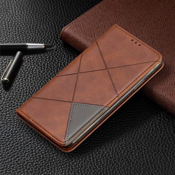 Moto Z2 play PU leather slim flip case patterned collage style brown Carousel 2