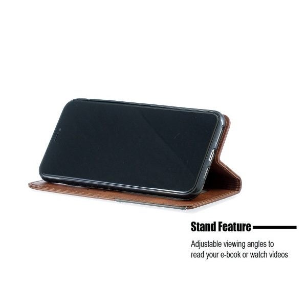 Moto Z2 play PU leather slim flip case patterned collage style brown Carousel 5