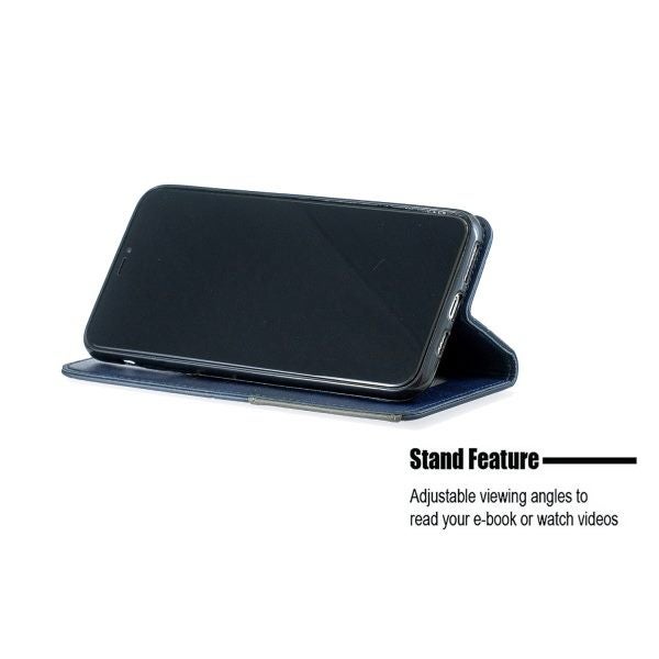 Huawei Y9 prime PU leather slim flip case patterned collage style navy Carousel 5