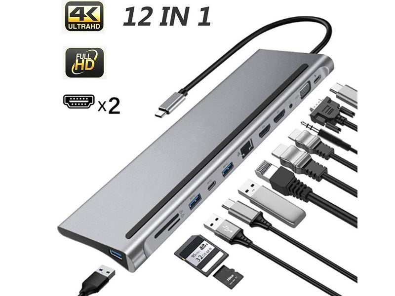 Dual HDMI 12 in 1 USB Type-C Laptop Dock Stand Carousel 1