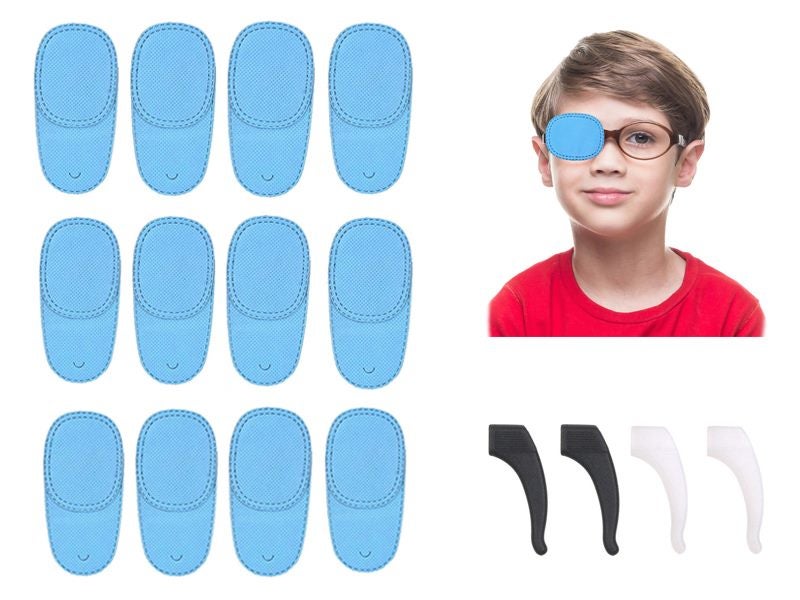 12 PCS Amblyopia Lazy Eye Patches for Glasses Children Kids Weak Eye Patch Blue Carousel 1