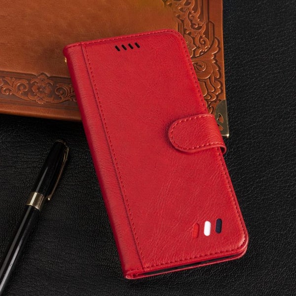 Vivo X60 pro full grain finish pu leather wallet case card & stand red Carousel 2