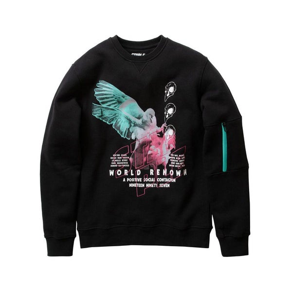 Staple Pigeon Stacked Photo Crewneck Sweatshirt Black Carousel 1