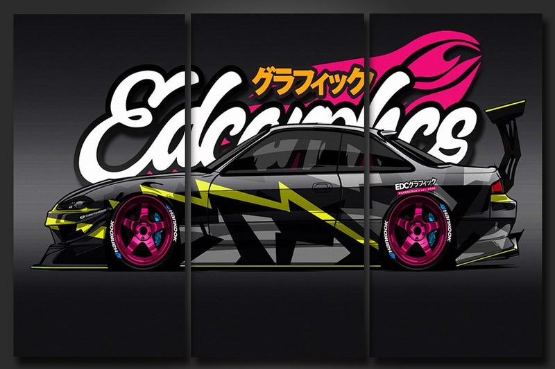ON SALE FREE SHIPPING - 3 Piece Canvas Art Print - NISSAN SILVIA S14 Carousel 1